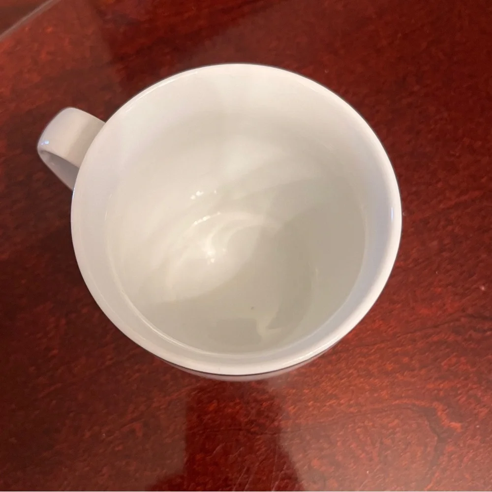 Williams Sonoma Mug white with black stripe on top edge